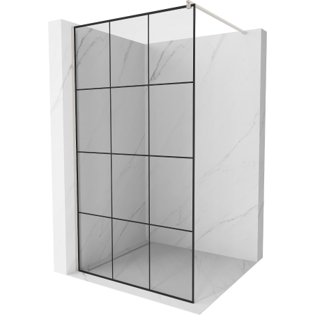 Mexen Kioto πίνακας ντους Walk-in 100 x 200 cm, μαύρο καρό 8 mm, βουρτσισμένο νικέλιο