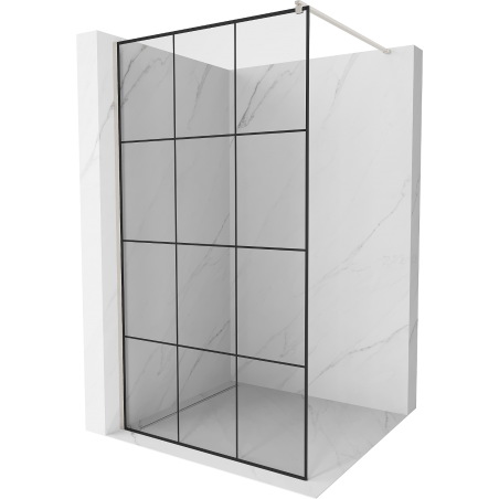Mexen Kioto shower panel Walk-in 100 x 200 cm, black grid 8 mm, brushed nickel - 800-100-101-97-77