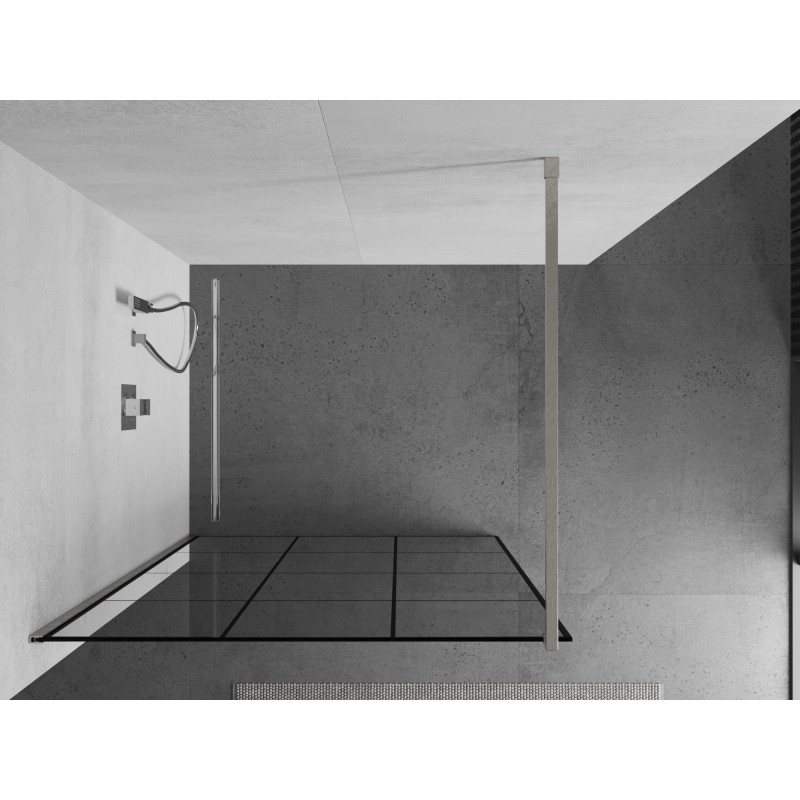 Mexen Kioto ścianka prysznicowa Walk-in 110 x 200 cm, czarna kratka 8 mm, nikiel szczotkowany - 800-110-101-97-77