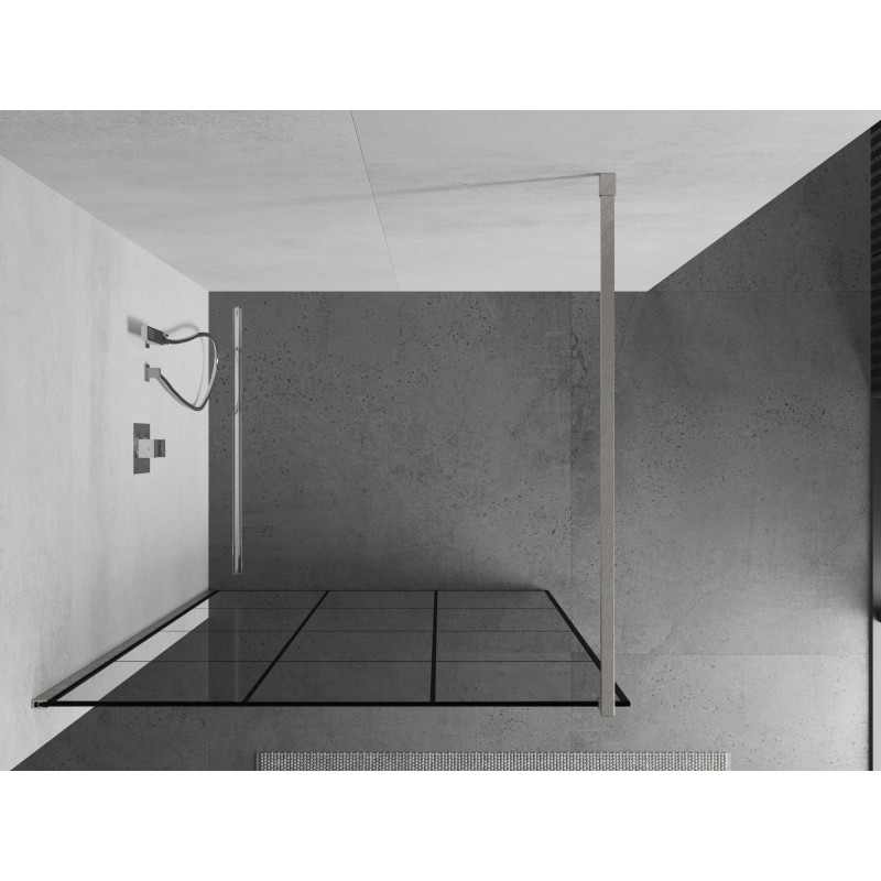 Mexen Kioto dušisein Walk-in 120 x 200 cm, must ruudustik 8 mm, harjatud nikkel - 800-120-101-97-77
