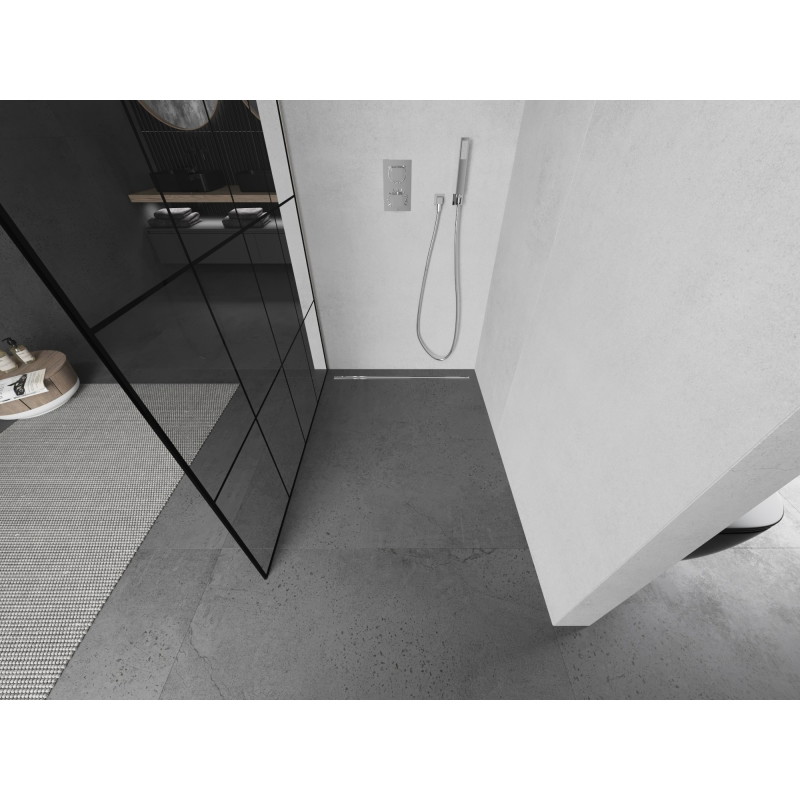 Mexen Kioto dušisein Walk-in 130 x 200 cm, must ruudustik 8 mm, harjatud nikkel - 800-130-101-97-77
