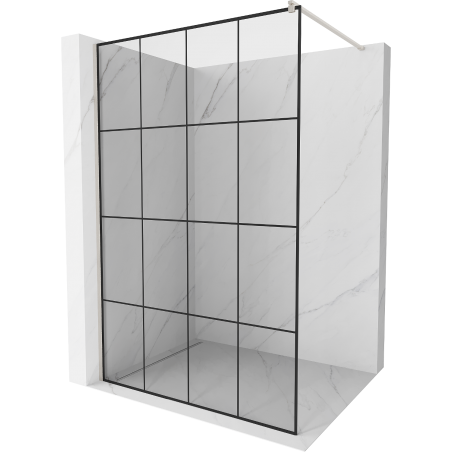 Mexen Kioto ścianka prysznicowa Walk-in 140 x 200 cm, czarna kratka 8 mm, nikiel szczotkowany - 800-140-101-97-77