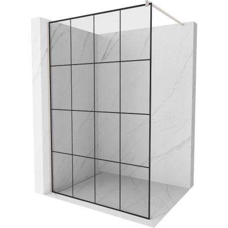 Mexen Kioto Walk-in Shower Panel 150 x 200 cm, Black Grid 8 mm, Brushed Nickel - 800-150-101-97-77