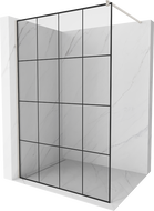 Mexen Kioto stijena tuš prostora Walk-in 150 x 200 cm, crna rešetka 8 mm, brušeni nikal - 800-150-101-97-77
