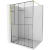 Mexen Kioto ścianka prysznicowa Walk-in 90 x 200 cm, czarny wzór 8 mm, złota szczotkowana - 800-090-101-55-78