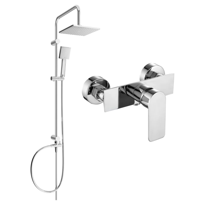 Mexen Alexa Tord Surface Mounted Shower Set with Shower Head and Shower Faucet, Chrome - 71240200-00