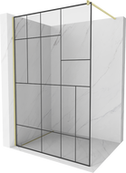 Mexen Kioto zid za tuš Walk-in 120 x 200 cm, crni uzorak 8 mm, zlatno brušeni - 800-120-101-55-78