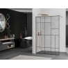 Mexen Kioto ścianka prysznicowa Walk-in 90 x 200 cm, czarny wzór 8 mm, miedź szczotkowana - 800-090-101-65-78