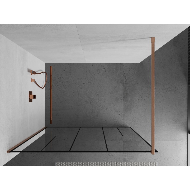 Mexen Kioto dušisein Walk-in 110 x 200 cm, must muster 8 mm, harjatud vask - 800-110-101-65-78