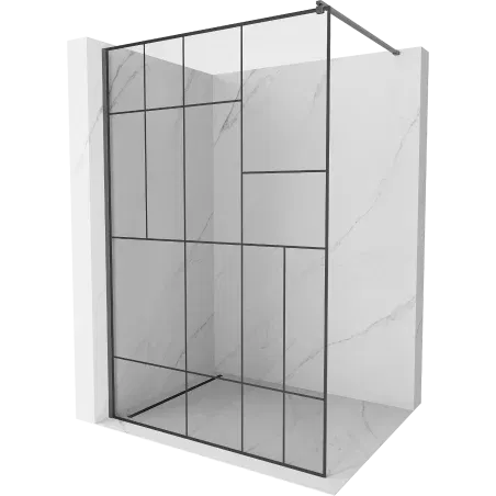 Mexen Kioto paroi de douche Walk-in 110 x 200 cm, motif noir 8 mm, gun gray brossé - 800-110-101-66-78