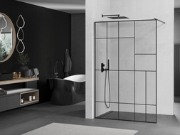 Mexen Kioto paroi de douche Walk-in 120 x 200 cm, motif noir 8 mm, gris canon brossé - 800-120-101-66-78