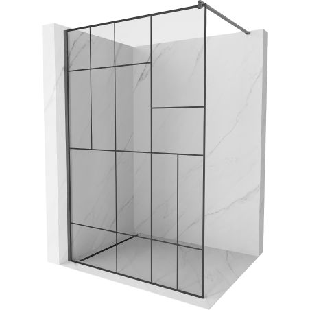 Mexen Kioto ścianka prysznicowa Walk-in 130 x 200 cm, czarny wzór 8 mm, gun gray szczotkowany - 800-130-101-66-78
