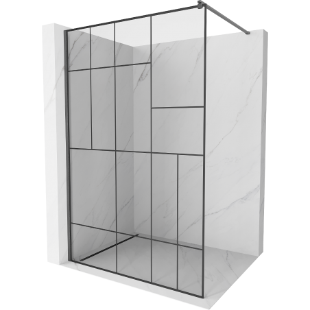 Mexen Kioto Walk-in Duschwand 140 x 200 cm, schwarze Struktur 8 mm, gebürstetes Gun Gray - 800-140-101-66-78