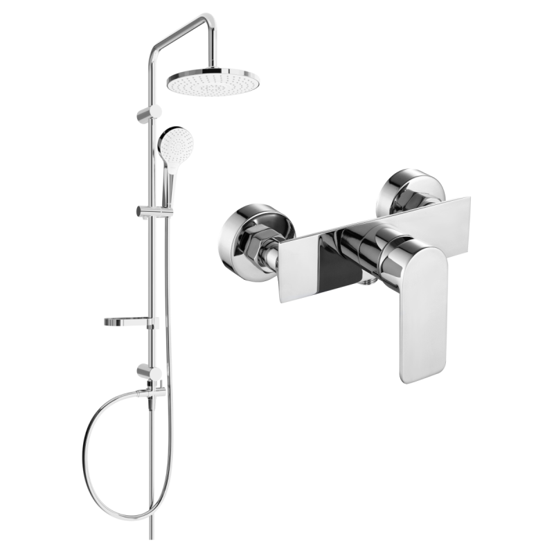 Mexen Erik conjunto de ducha de montaje externo con rociador y grifo de ducha Alexa, cromo - 71240205-00
