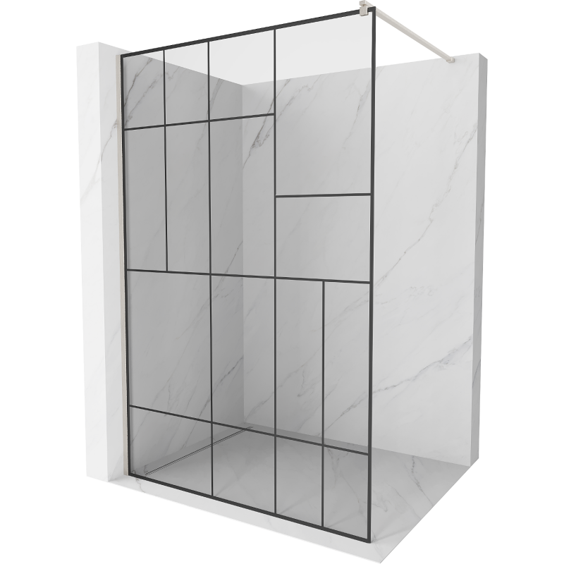Mexen Kioto Walk-in Shower Screen 100 x 200 cm, Black Pattern 8 mm, Brushed Nickel - 800-100-101-97-78