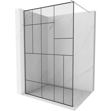 Mexen Kioto douchewand Walk-in 140 x 200 cm, zwart patroon 8 mm, geborsteld nikkel - 800-140-101-97-78