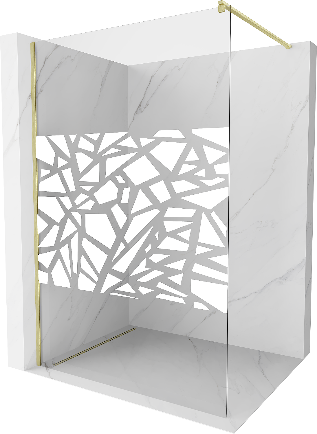 Mexen Kioto ścianka prysznicowa Walk-in 70 x 200 cm, biały wzór 8 mm, złota szczotkowana - 800-070-101-55-85