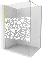 Mexen Kioto panel za tuš Walk-in 90 x 200 cm, bijeli uzorak 8 mm, zlatna brušena - 800-090-101-55-85