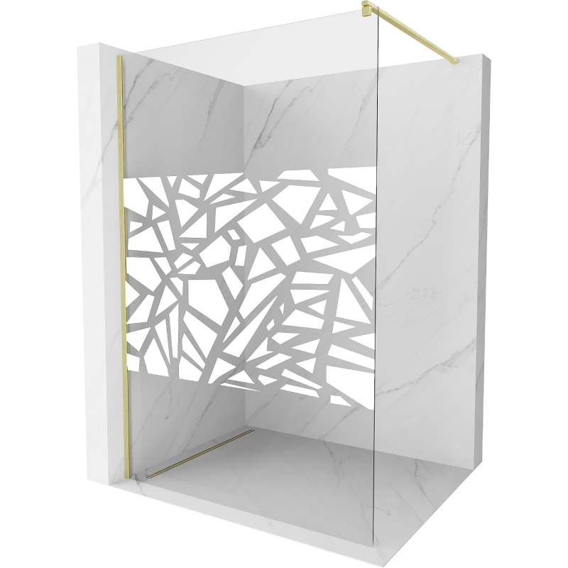 Mexen Kioto paroi de douche Walk-in 100 x 200 cm, motif blanc 8 mm, or brossé - 800-100-101-55-85
