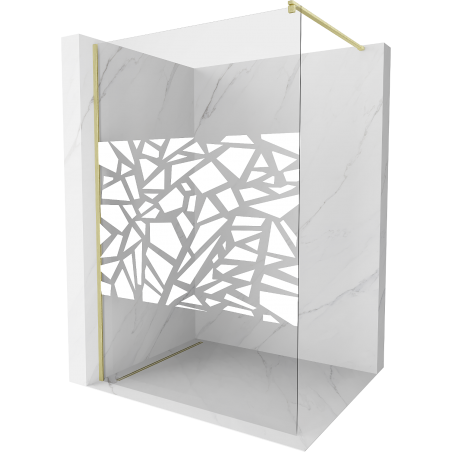 Mexen Kioto paroi de douche Walk-in 100 x 200 cm, motif blanc 8 mm, or brossé - 800-100-101-55-85