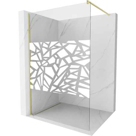 Mexen Kioto ścianka prysznicowa Walk-in 100 x 200 cm, biały wzór 8 mm, złota szczotkowana - 800-100-101-55-85