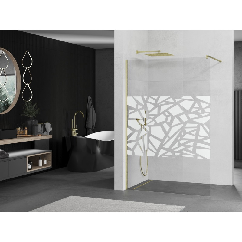 Mexen Kioto dušisein Walk-in 120 x 200 cm, valge muster 8 mm, kuldne harjatud - 800-120-101-55-85