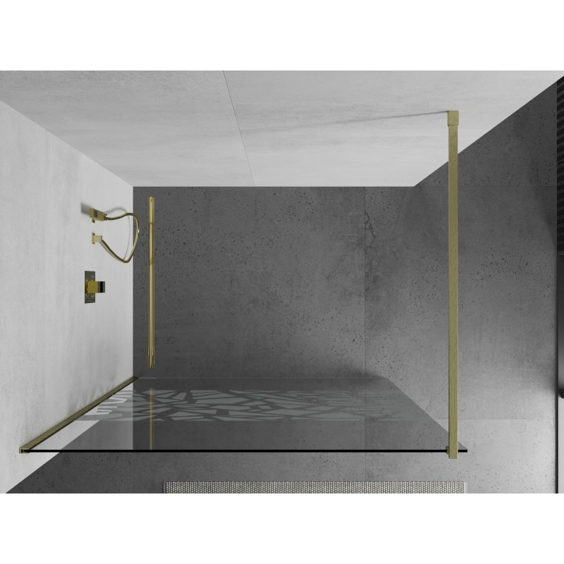 Mexen Kioto Walk-in tuš stena 120 x 200 cm, bel vzorec 8 mm, zlata brušena - 800-120-101-55-85