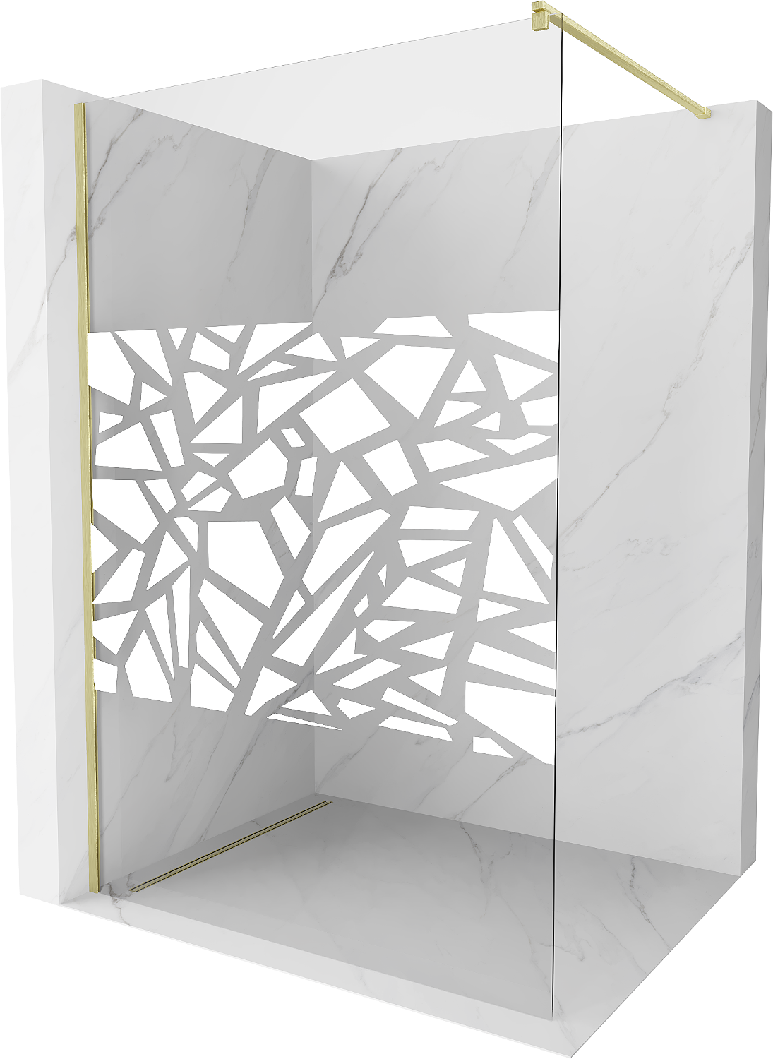 Mexen Kioto ścianka prysznicowa Walk-in 140 x 200 cm, biały wzór 8 mm, złota szczotkowana - 800-140-101-55-85