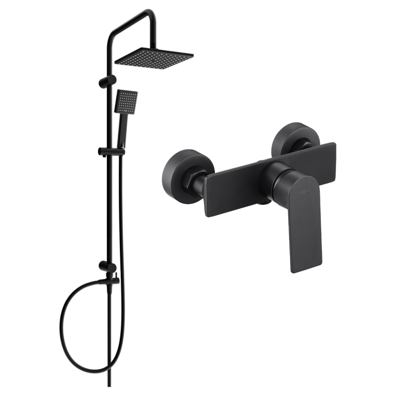 Mexen Alexa Ensemble de douche en surface avec pommeau de pluie et mitigeur de douche, noir - 71240200-70