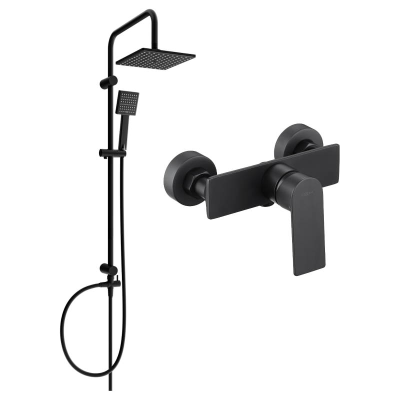 Mexen Tord Aufputz-Duschset mit Regendusche und Duscharmatur Alexa, schwarz - 71240200-70