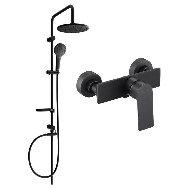 Mexen Alexa Erik exposed shower set with rain showerhead and shower faucet, black - 71240205-70