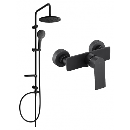 Mexen Alexa Erik ensemble de douche mural avec pommeau de douche et robinet de douche, noir - 71240205-70