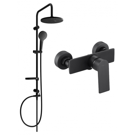 Mexen Erik Aufputz-Duschset mit Regenbrause und Duschenarmatur Alexa, schwarz - 71240205-70