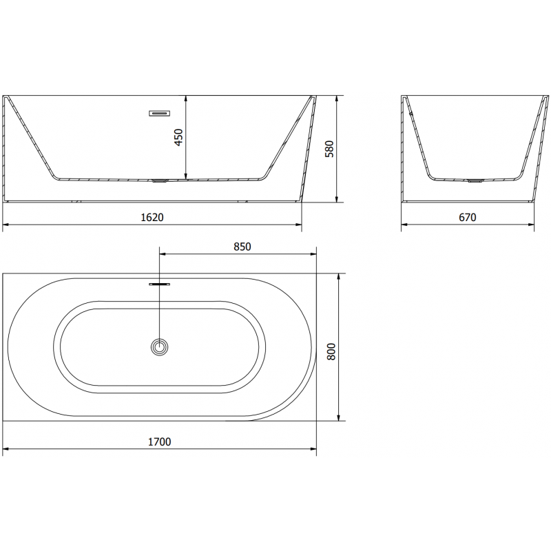 Mexen Mia vrijstaande hoekbad links 170 x 80 cm, wit, overloop gun gray geborsteld - 52691708000L-66