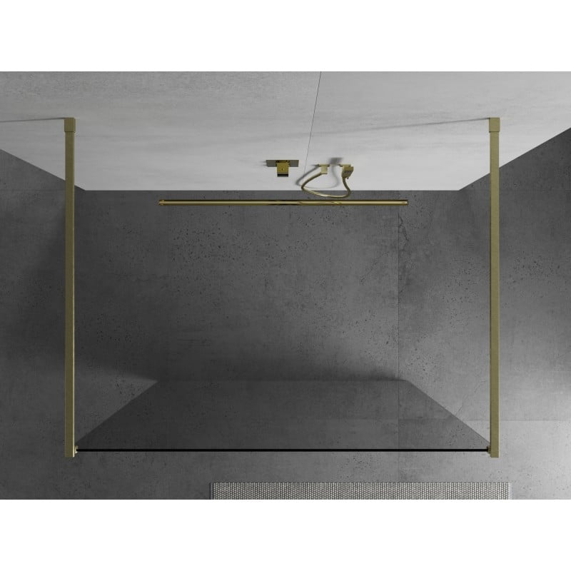 Mexen Kioto ścianka prysznicowa wolnostojąca 100 x 200 cm, transparent 8 mm, złota szczotkowana - 800-100-002-55-00