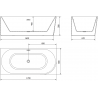 Mexen Mia freistehende Eckbadewanne links 170 x 80 cm, weiß/schwarz, Überlauf gebürstetes Nickel - 52691708075L-97