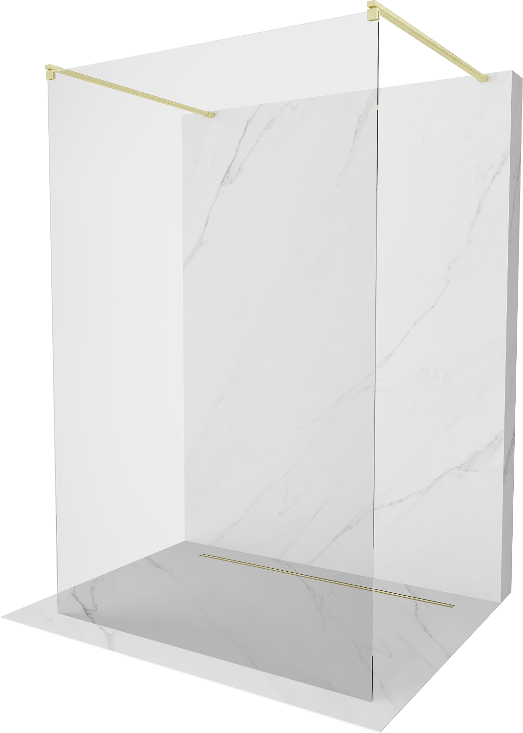 Mexen Kioto ścianka prysznicowa wolnostojąca 105 x 200 cm, transparent 8 mm, złota szczotkowana - 800-105-002-55-00