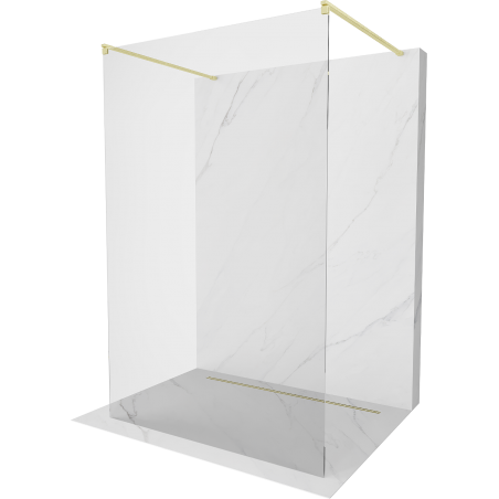 Mexen Kioto ścianka prysznicowa wolnostojąca 130 x 200 cm, transparent 8 mm, złota szczotkowana - 800-130-002-55-00