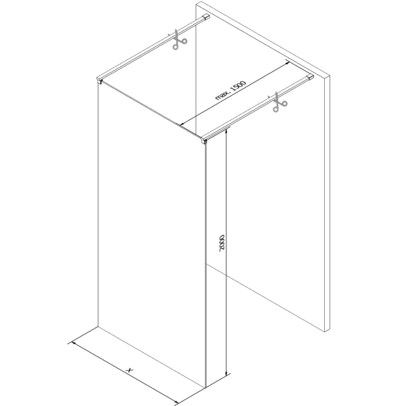 Mexen Kioto vrijstaande douchewand 160 x 200 cm, transparant 8 mm, goud geborsteld - 800-160-002-55-00