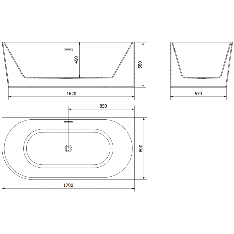 Mexen Mia vasca da bagno indipendente angolare destra 170 x 80 cm, bianca/nera, troppopieno in rame spazzolato - 52691708075P-65