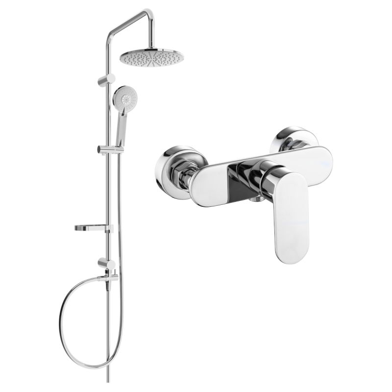 Mexen Carl set doccia esterno con soffione e miscelatore doccia Milo, cromo - 71340240-00