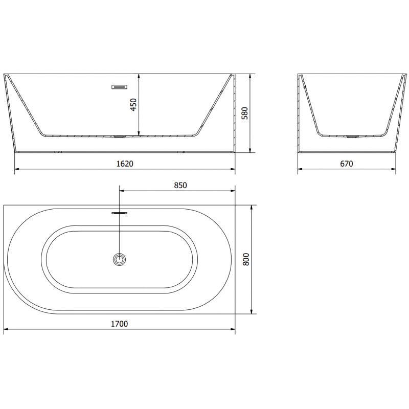 Mexen Mia vasca da bagno angolare indipendente destra 170 x 80 cm, bianca/nera, troppopieno nichel spazzolato - 52691708075P-97