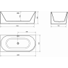 Mexen Mia freistehende Eckbadewanne links 180 x 80 cm, weiß, schwarzer Überlauf - 52691808000L-70