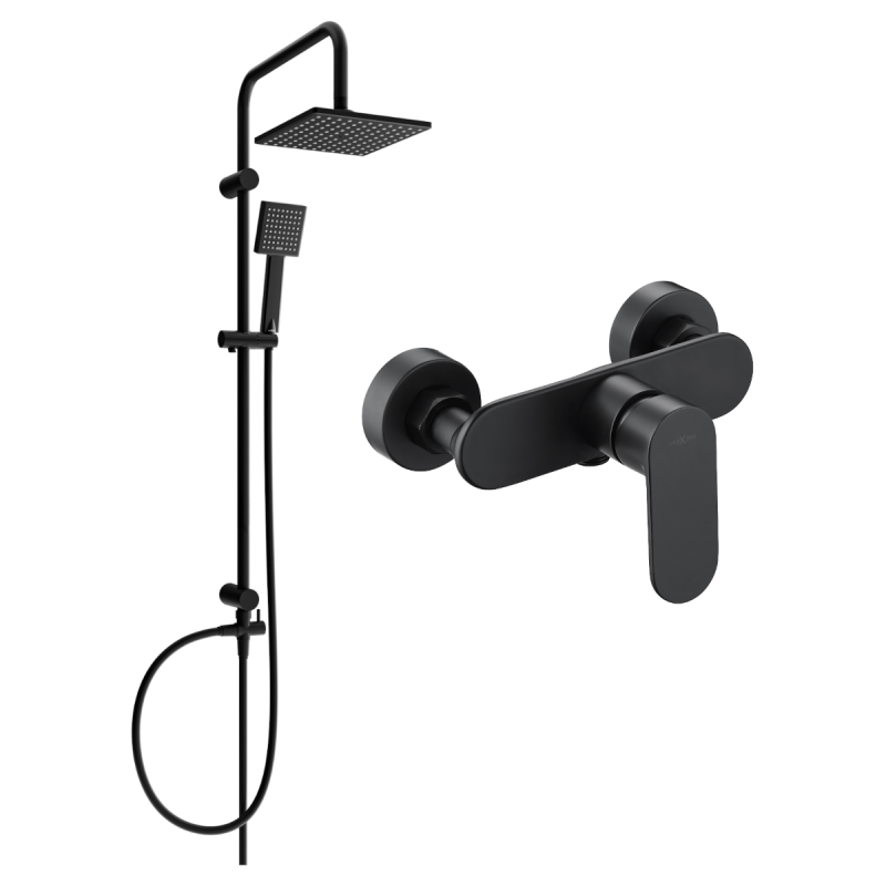 Mexen Tord ensemble de douche en saillie avec pomme de douche et robinet de douche Milo, noir - 71340200-70