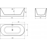 Mexen Mia vrijstaande hoekbad links 180 x 80 cm, wit/zwart, zwarte overloop - 52691808075L-70