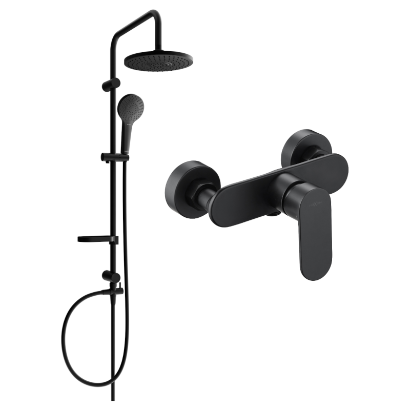 Mexen Erik set doccia montato esternamente con soffione e miscelatore doccia Milo, nero - 71340205-70
