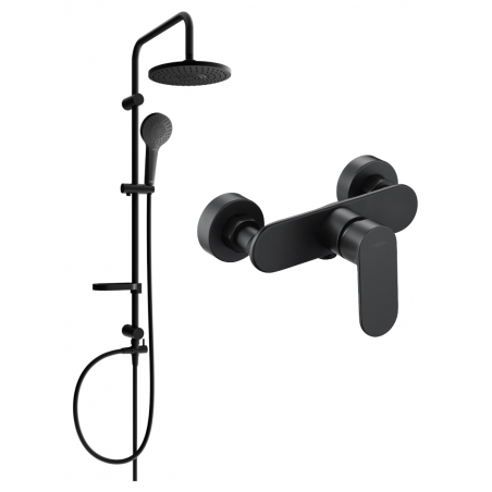 Mexen Erik exposed shower set with rain shower head and Milo shower faucet, black - 71340205-70