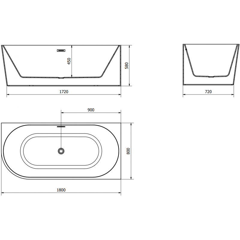 Mexen Mia bañera exenta esquina derecha 180 x 80 cm, blanca, rebosadero cromo - 52691808000P-01
