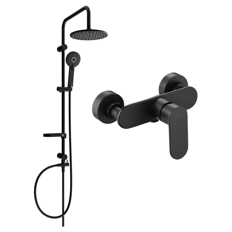 Mexen Milo Carl Duschset Aufputz mit Regendusche und Duscharmatur, schwarz - 71340240-70