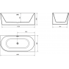Mexen Mia vrijstaande hoekbad rechts 180 x 80 cm, wit, zwarte overloop - 52691808000P-70